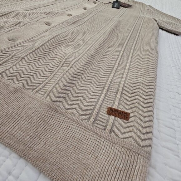 Buffalo David Bitton Men's Button-Up Sweater Men's L Jute Brown Textured NWT - Picture 2 of 14
